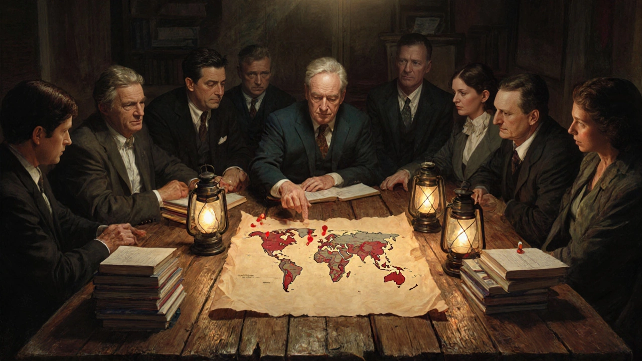 25 global health experts gather around a table in Geneva, reviewing a map of essential medicines.