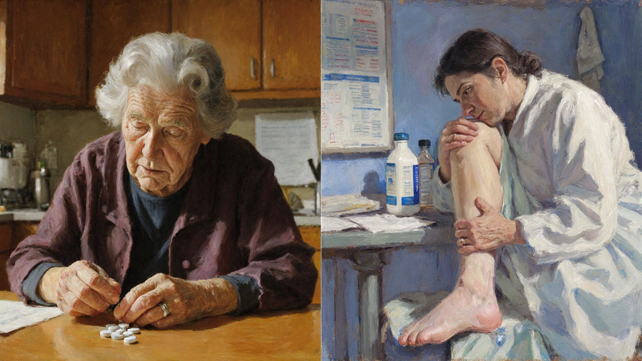 Woman taking antibiotic at home, then collapsing in hospital with ruptured tendon.